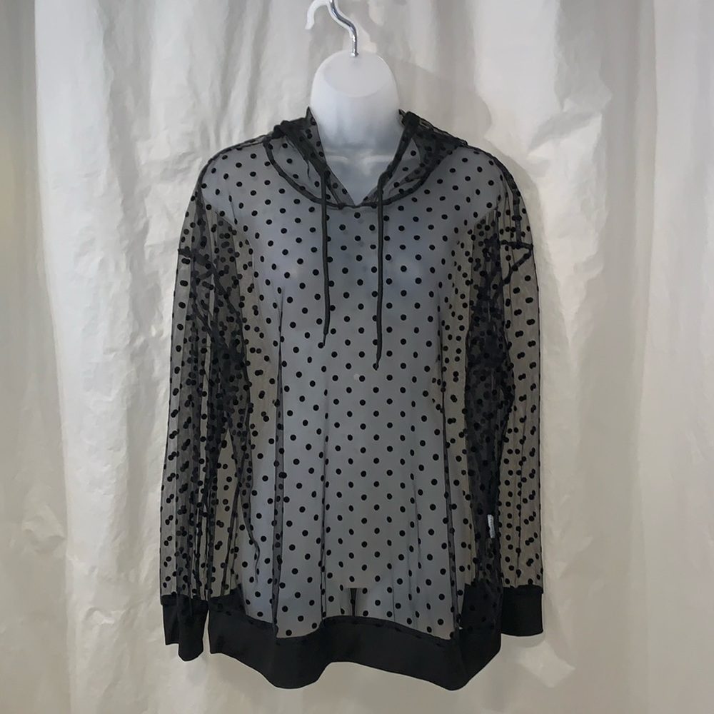 XL / 12 Sheer Dot Mesh Hoodie SHEIN Plus